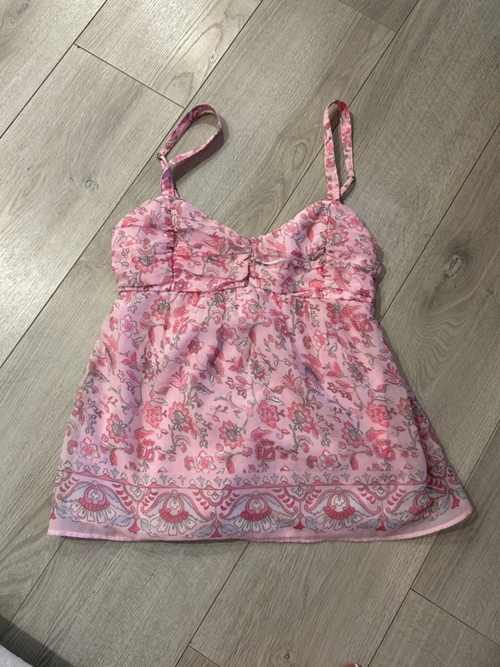 Hollister Pink Floral Spaghetti-Strap Tank Top